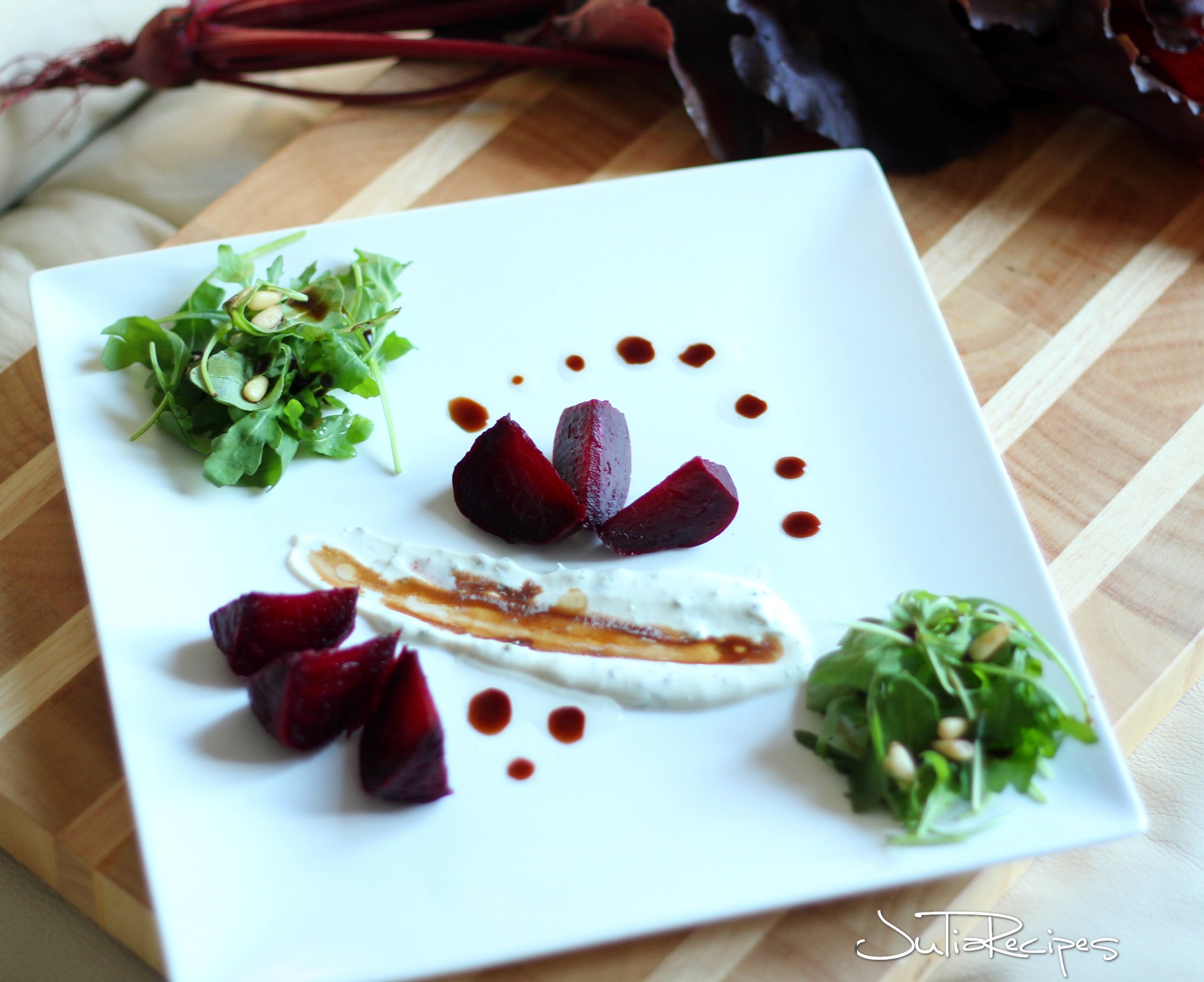 Beet salad with goat cheese decomposed