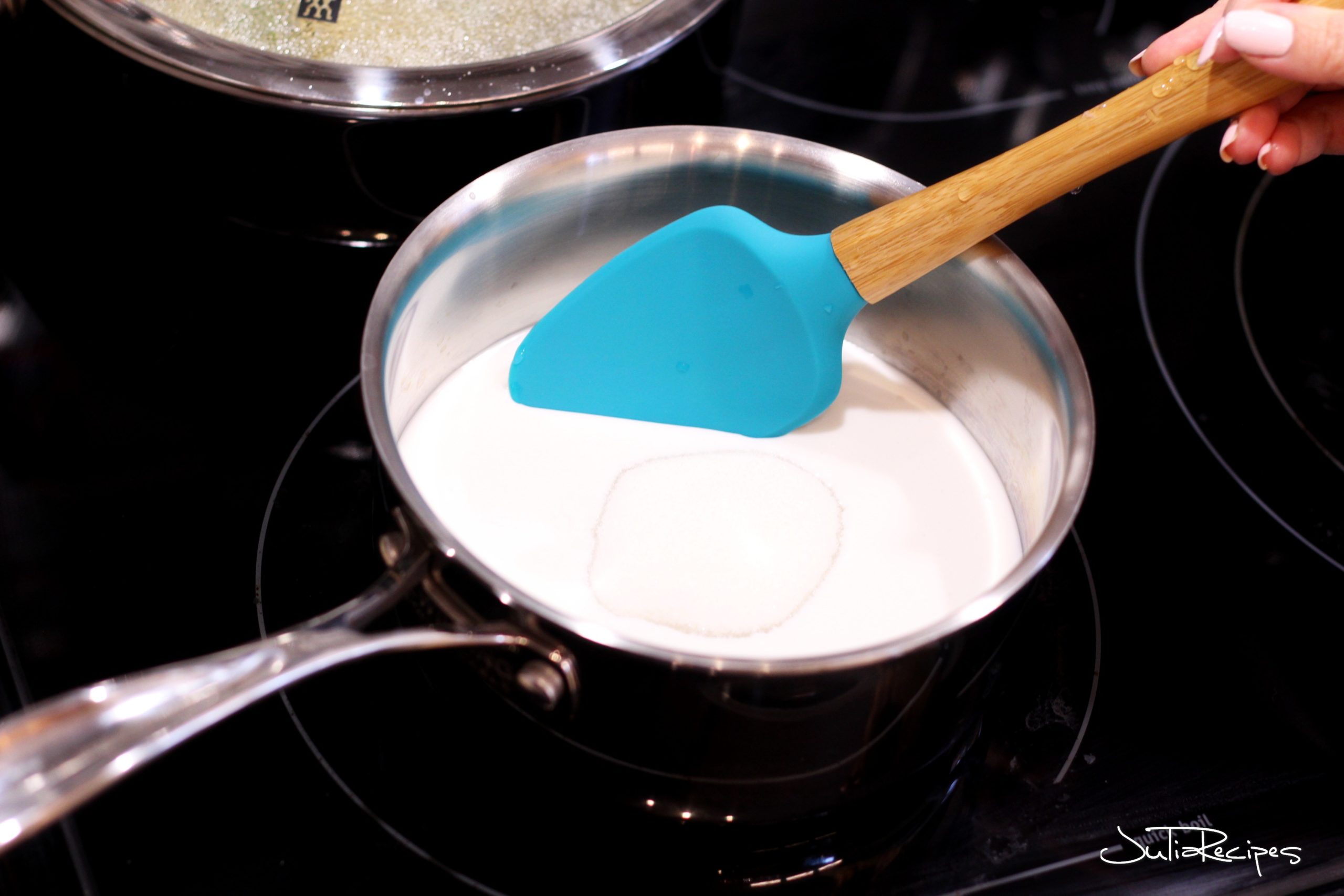cooking ice cream in small saucepan
