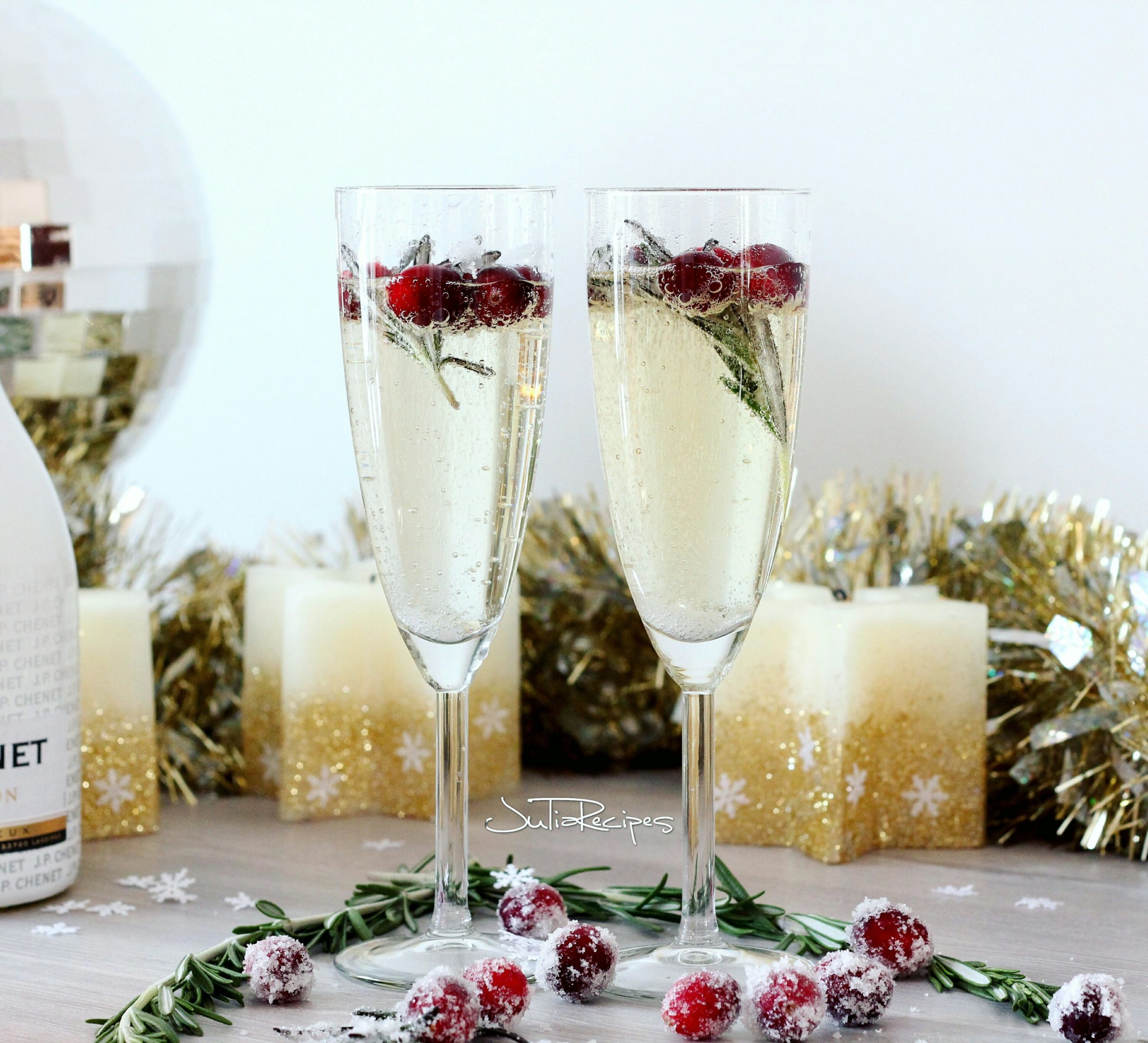 classic champagne with dancing cranberries