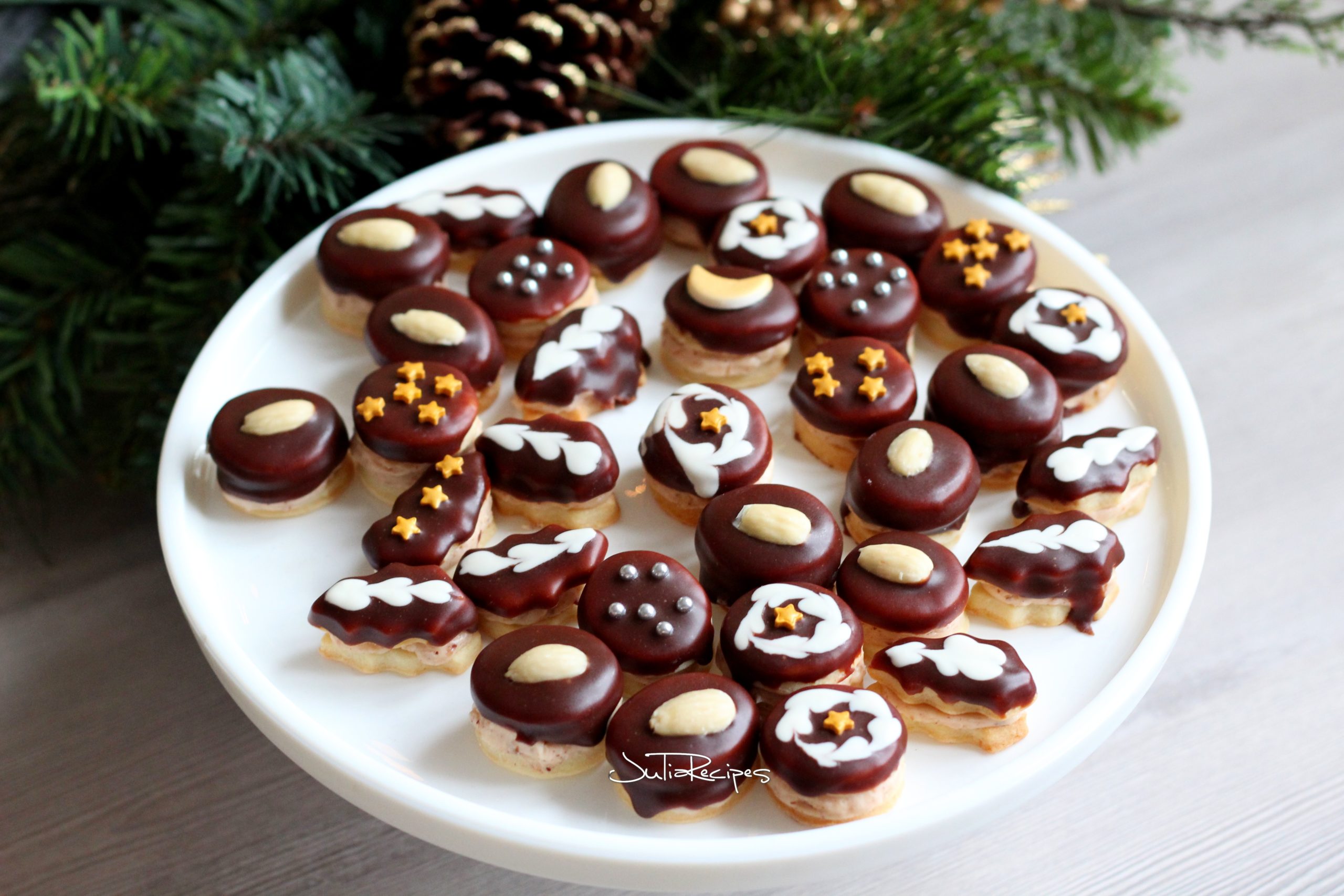 ischler cookies on white plate