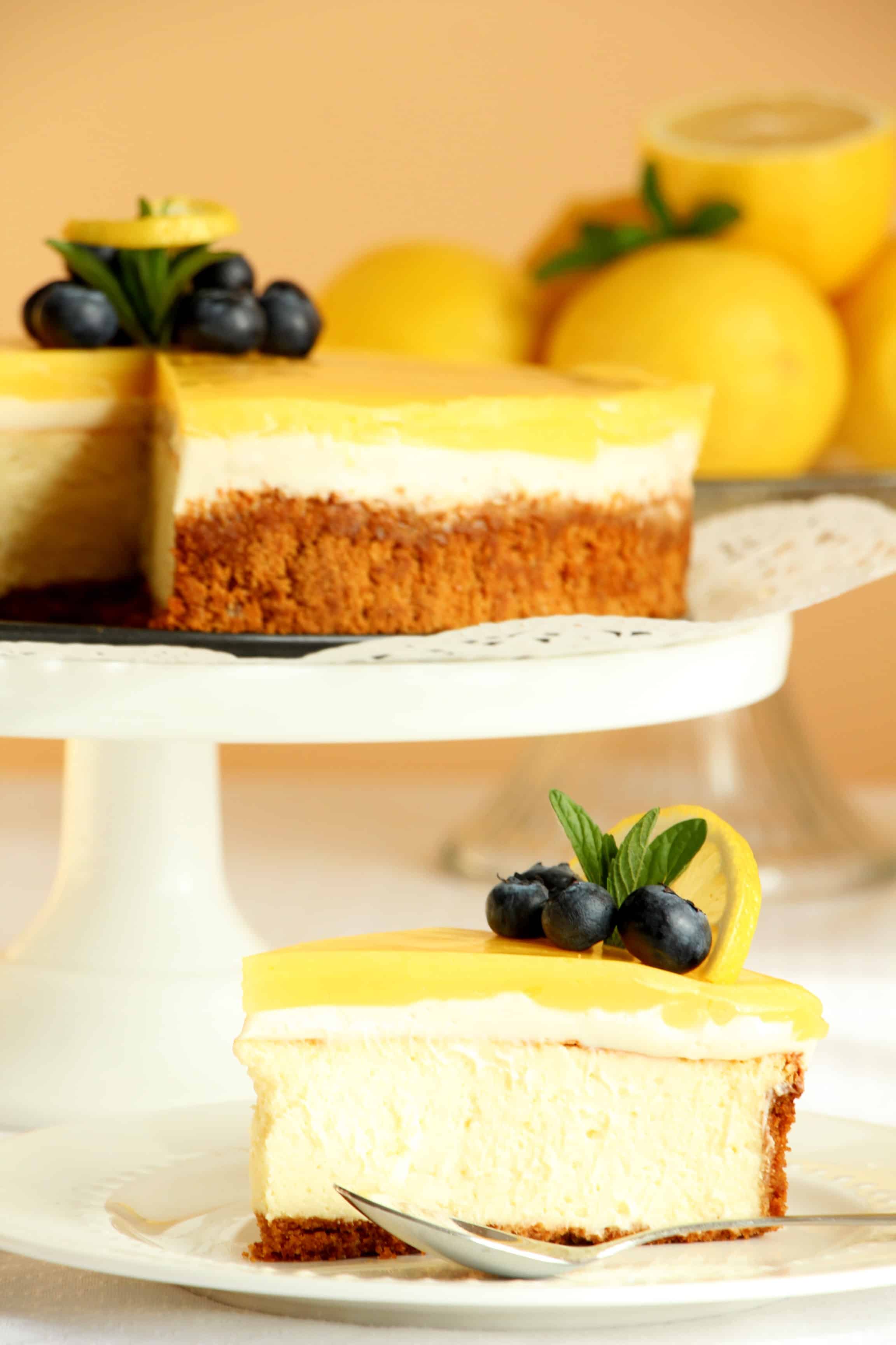 slice of lemon cheesecake