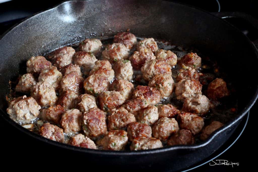 meatballs cooked on  pan