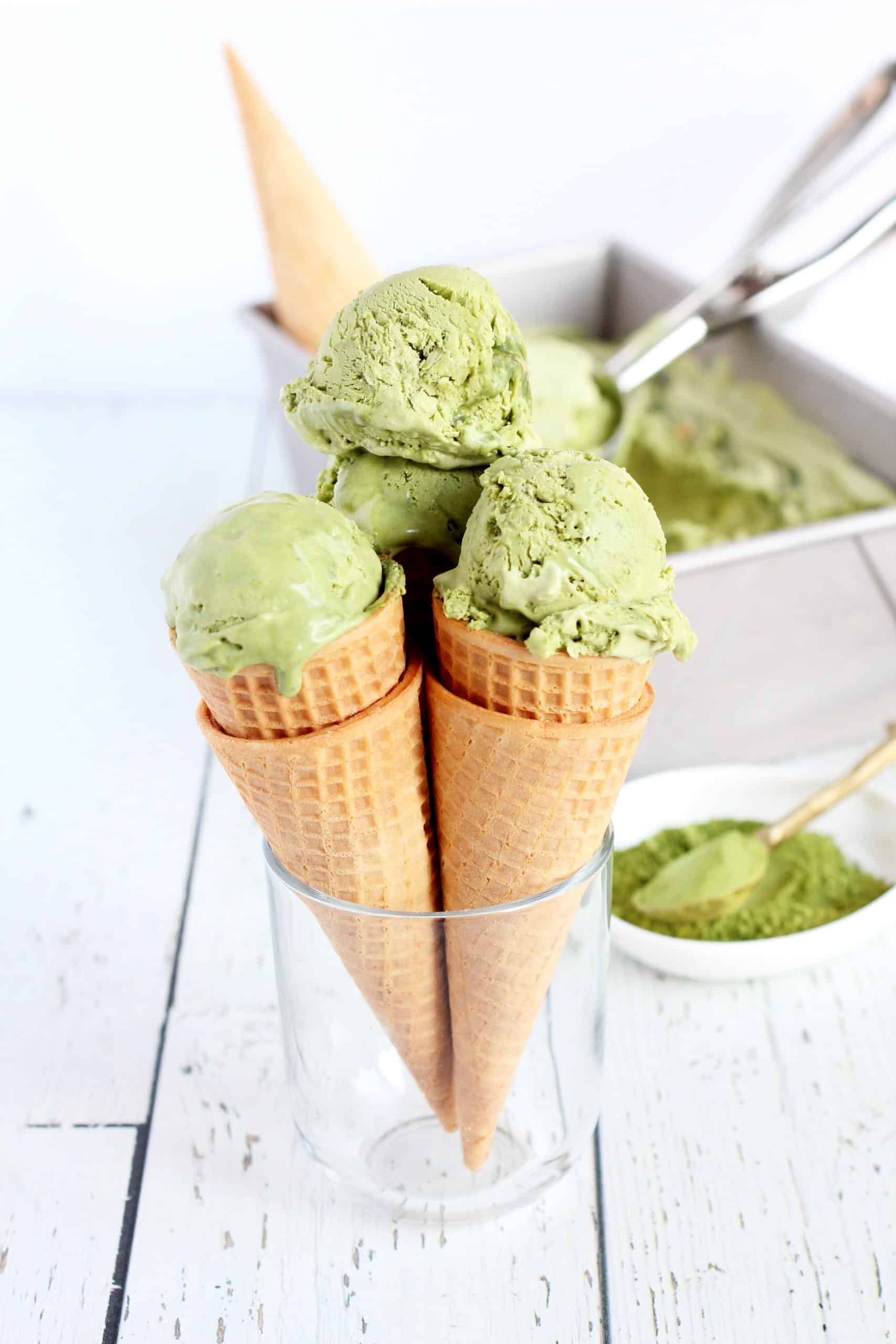 matcha ice cream in cone
