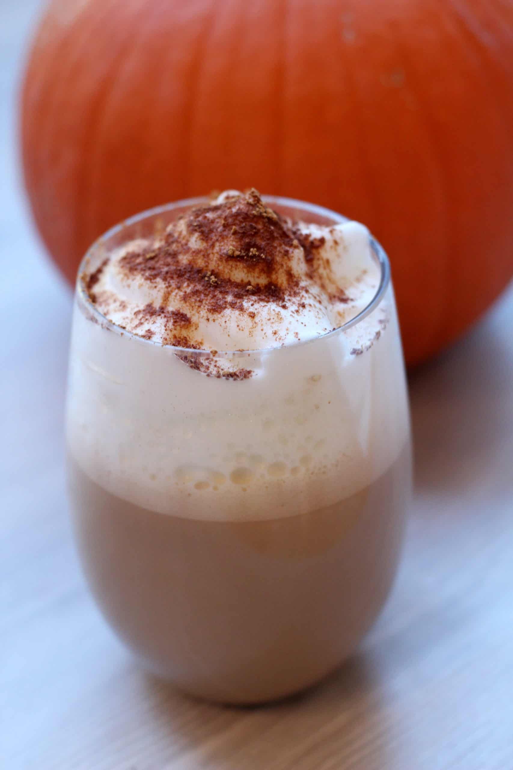 Pumpkin Spice Latte in a transparent mug