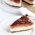 Nutella swirl Cheesecake on white plate