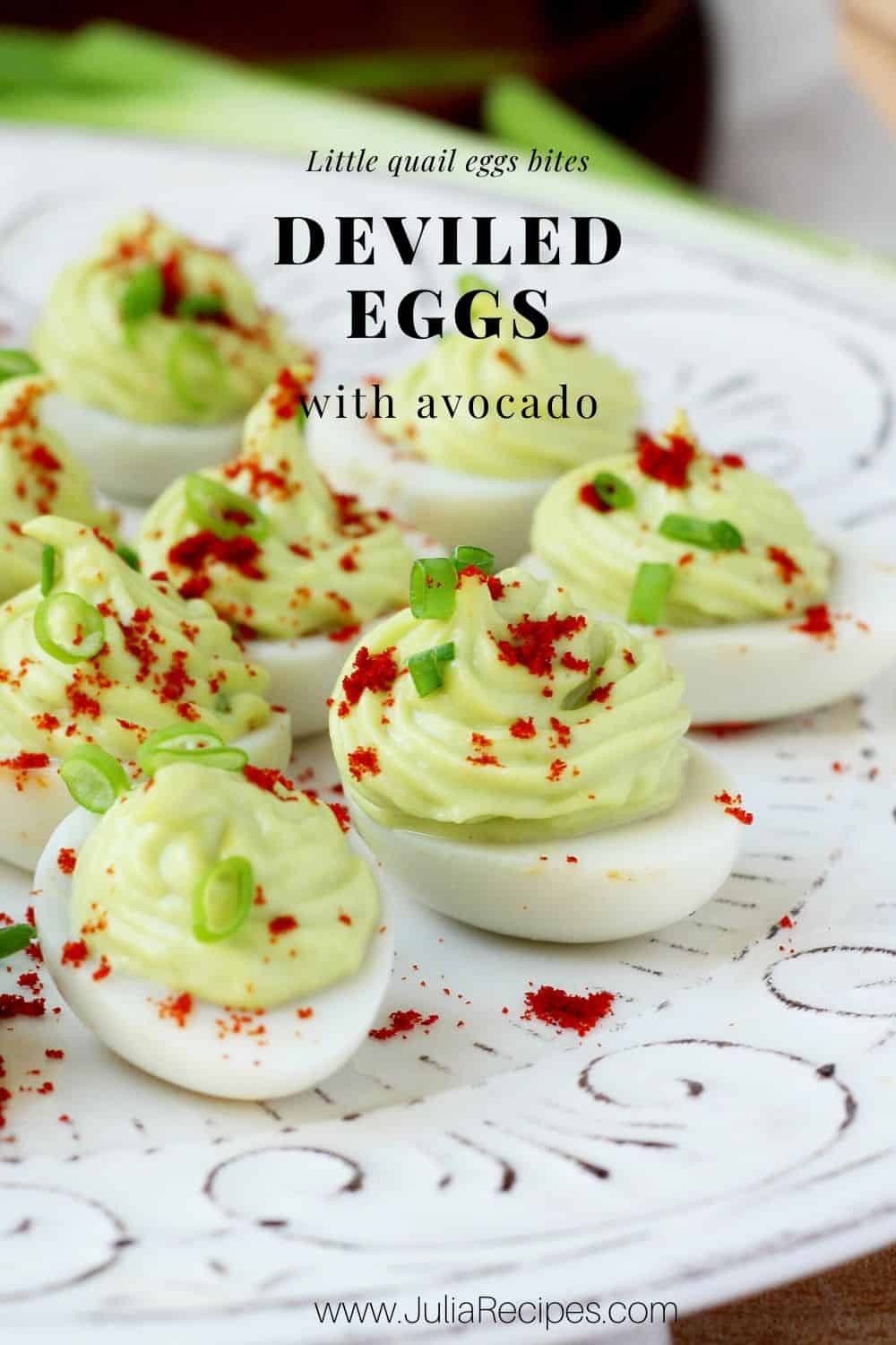 avocado deviled eggs with pinterest graphics