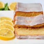 lemon pound cake slices on plate