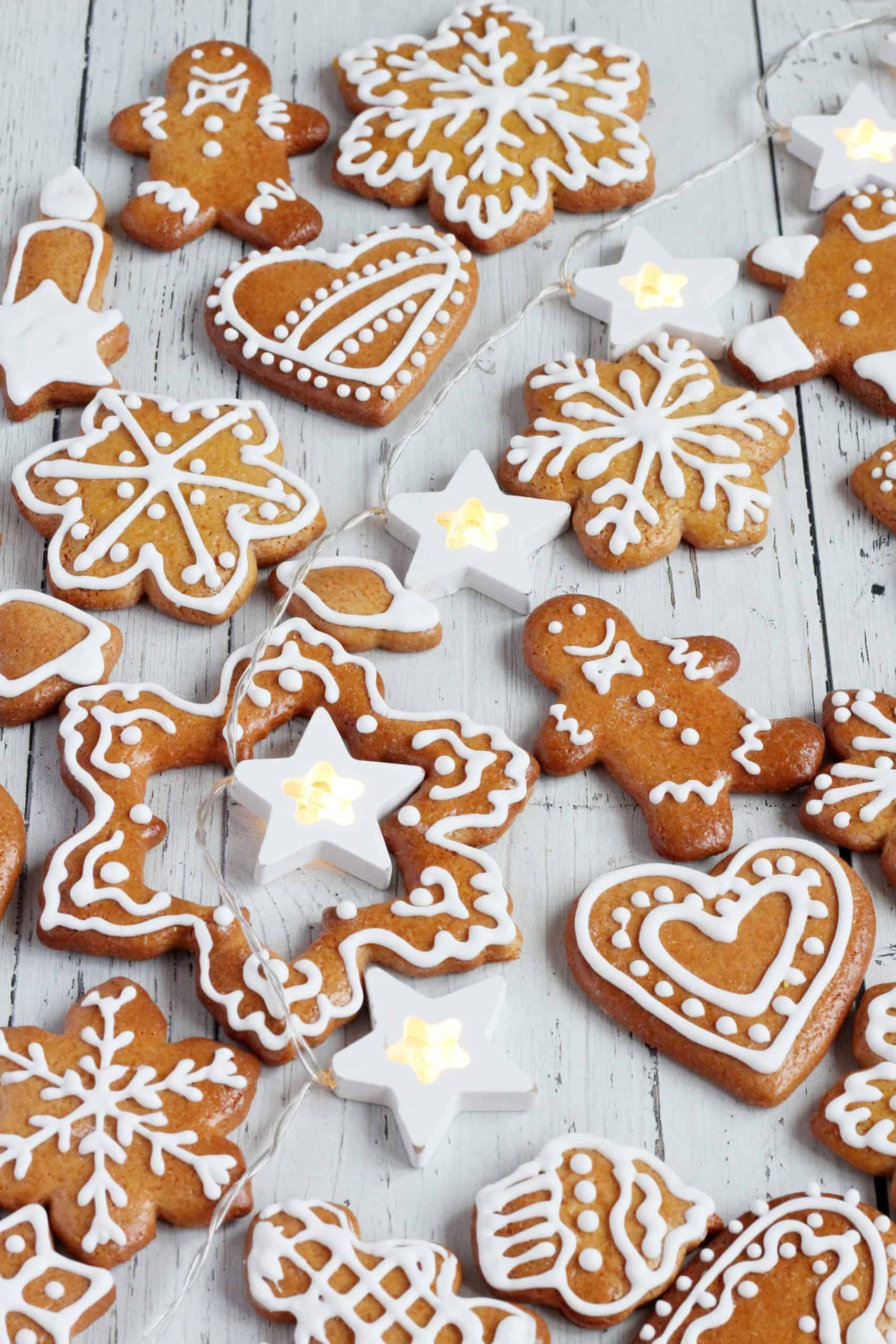 czech gingerbread cookies decorated with icing