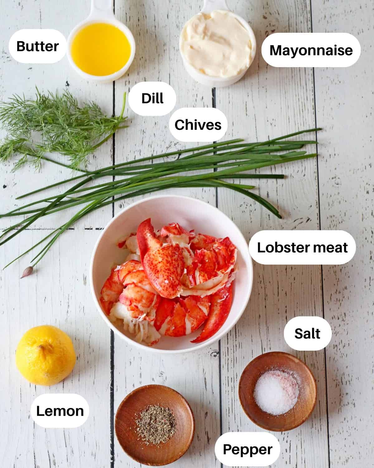 Ingredients for lobster rolls