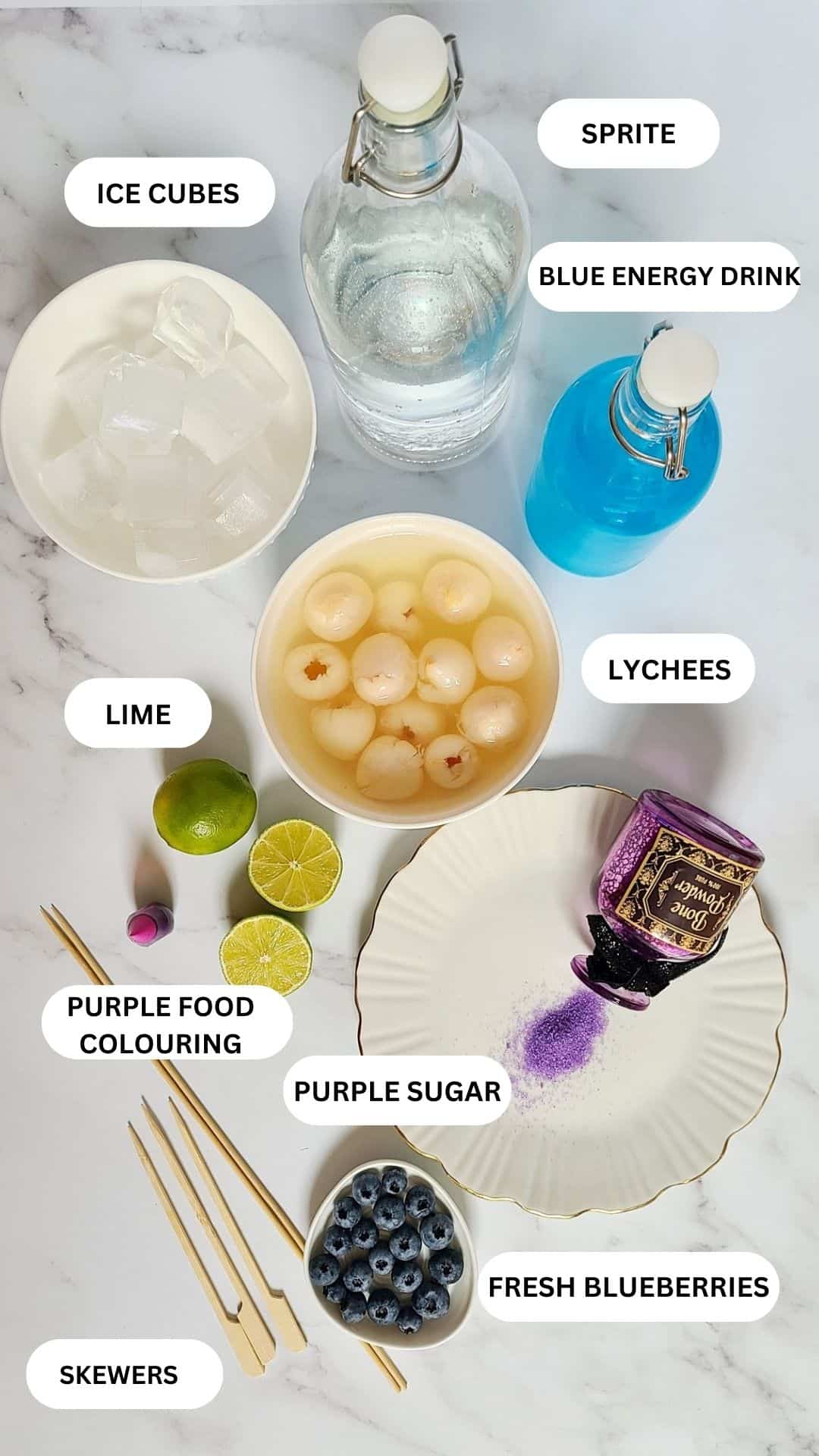 Ingredients for witches mocktail