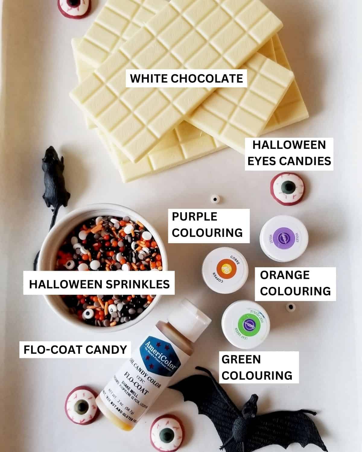 Ingredients of white chocolate bark