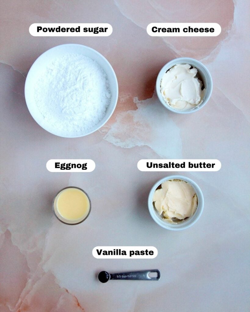 Ingredients for eggnog icing
