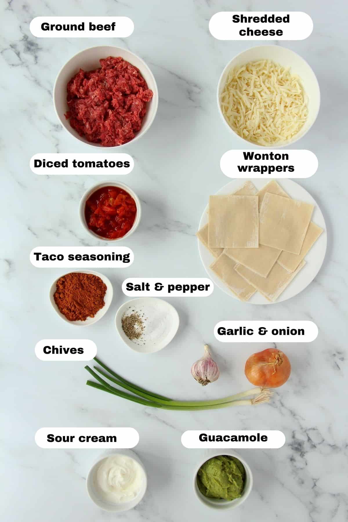 Ingredients for taco cups