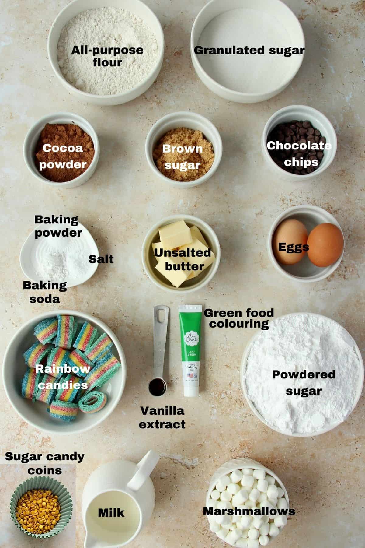 Ingredients st patrick's day cupcakes