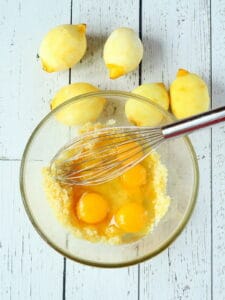 Add lemon juice and eggs